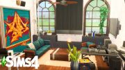 DJ Living Room with BASE GAME CUSTOM FIREPLACE: The Sims 4 Room Building #Shorts