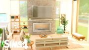 Bright Living Room with CUSTOM Fireplace: The Sims 4 Room Building #Shorts